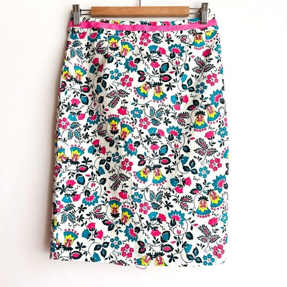 Boden Floral Teal Pink Pencil Skirt 4 - Picture 1 of 7